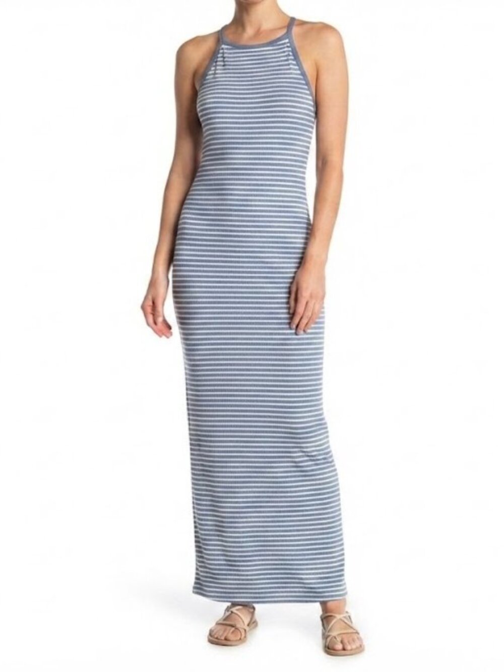 Blue and White Stripe Maxi Dress